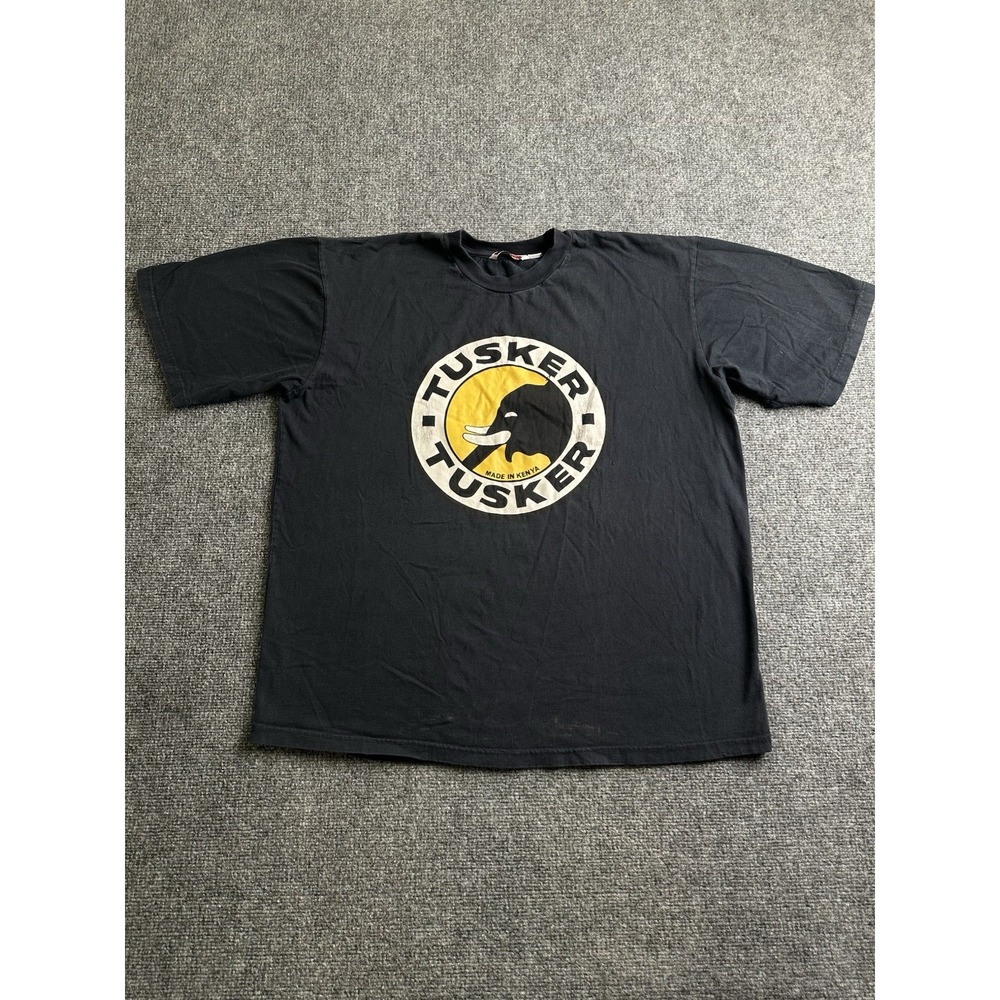 Mens Tusker Beer Kenya Black Graphic T Shirt African Logo, Size XL